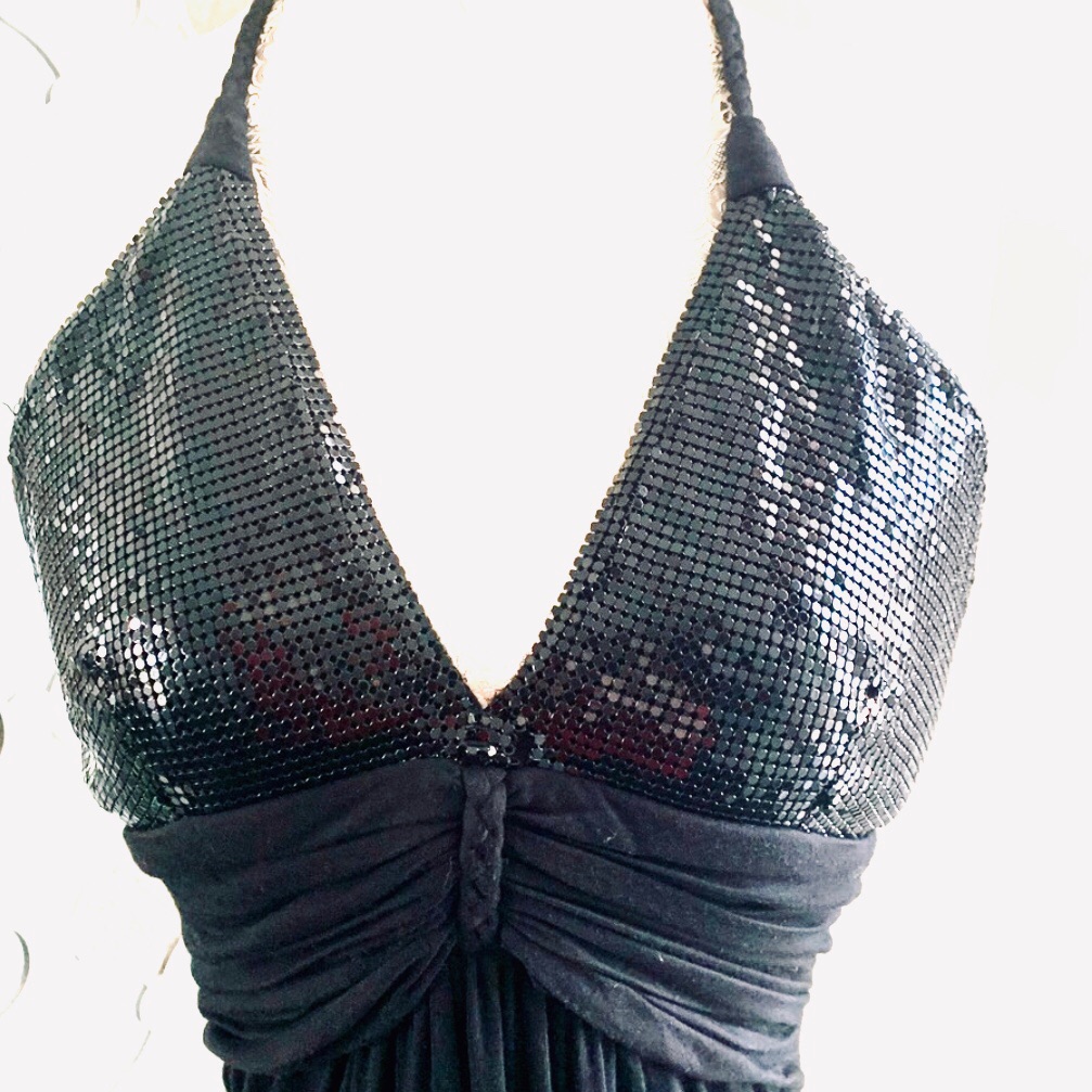 Nwot Sky Black Sequin Halter Top X-Small